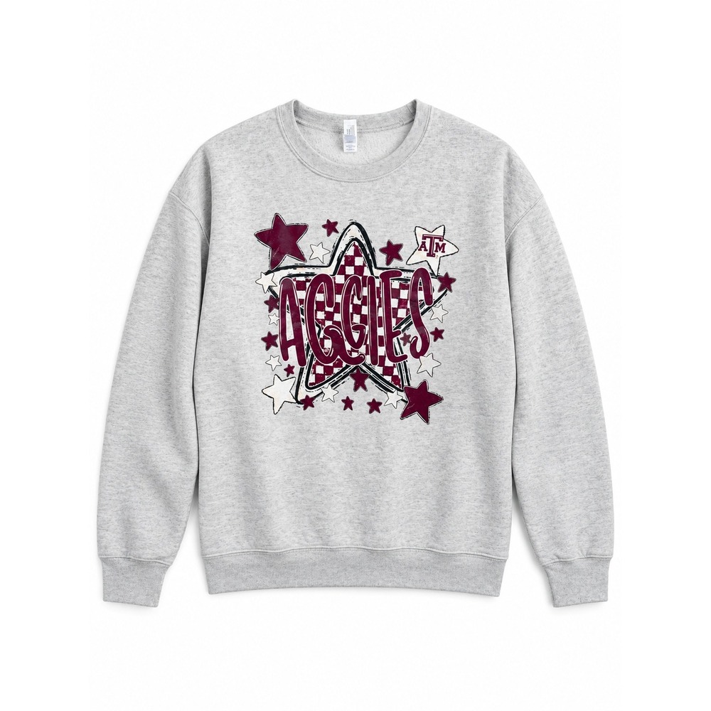 Texas A&M Aggies Women's L Gray Graphic Crewneck Sweatshirt Jerzees College